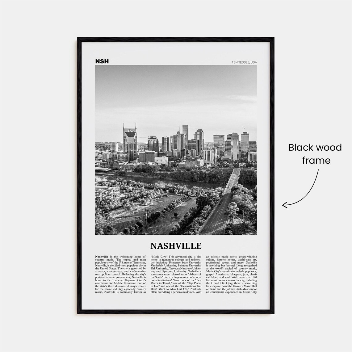 Nashville Black and White No. 2 Travel Poster - Image 3
