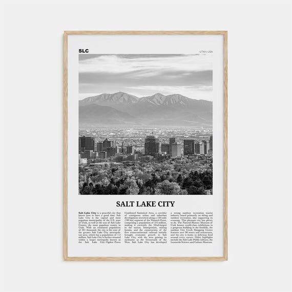 Salt Lake City Black and White Travel Poster