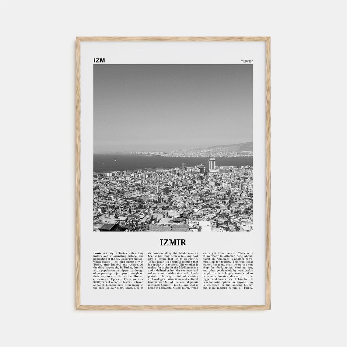 Izmir Black And White Travel Poster, Turkey Aegean