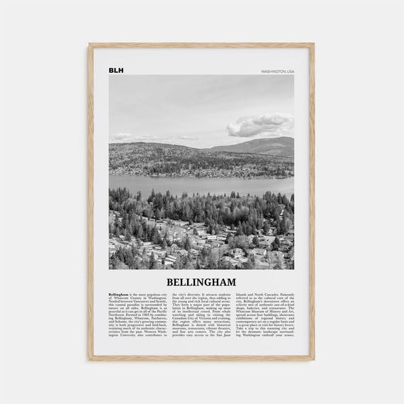 Bellingham Black and White Travel Poster, Washington
