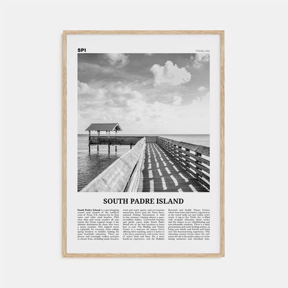 South Padre Island Black and White Travel Poster