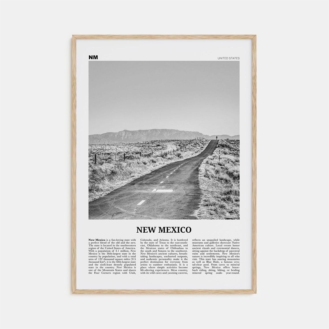 New Mexico No. 1 Black and White Travel Poster Print