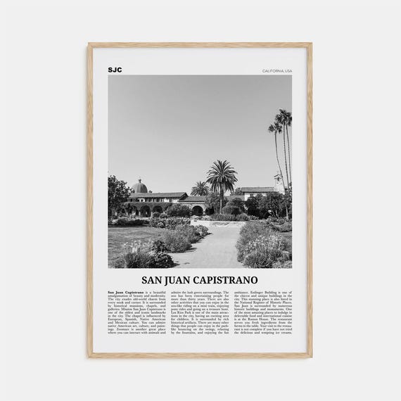 San Juan Capistrano Black and White Art Print