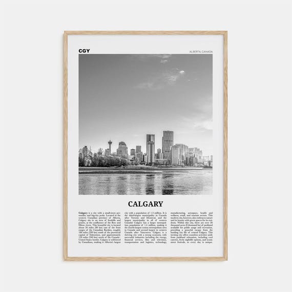 Calgary Black and White Travel Poster, Alberta Canada