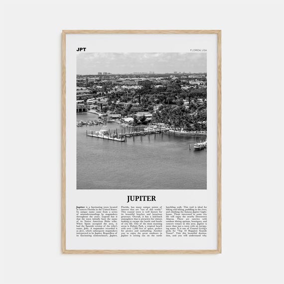 Jupiter Florida Travel Poster, Black And White
