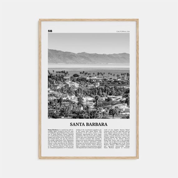 Santa Barbara Black And White No 1 Travel Poster
