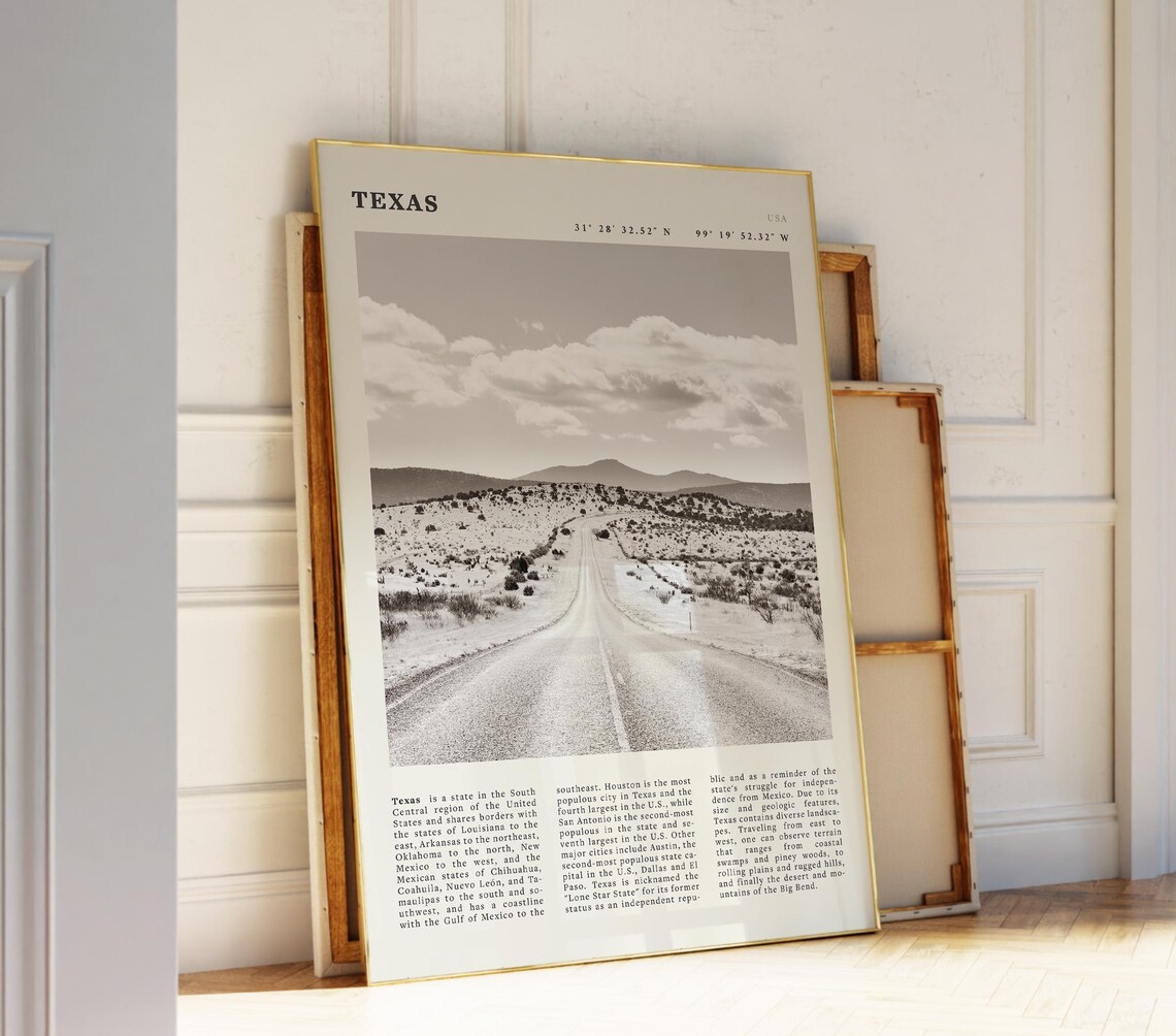 Texas Desert Road Travel Poster, Wall Art