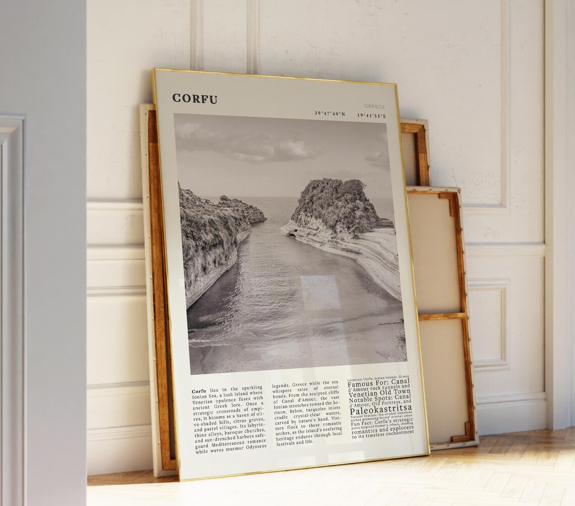 Vintage Corfu Greece Canal Damour Travel Poster