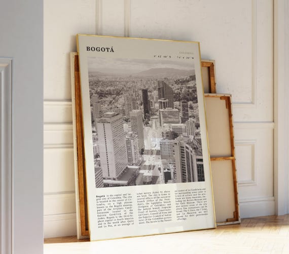Bogota Black White Print Modern Colombian Cityscape Poster Perfect Art Gift For Travelers