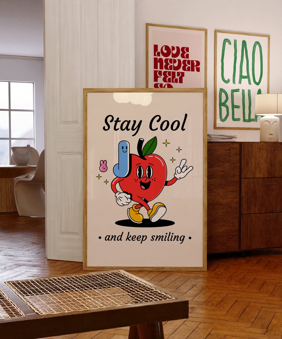 Stay Cool And Keep Smiling Retro Cartoon Art Print