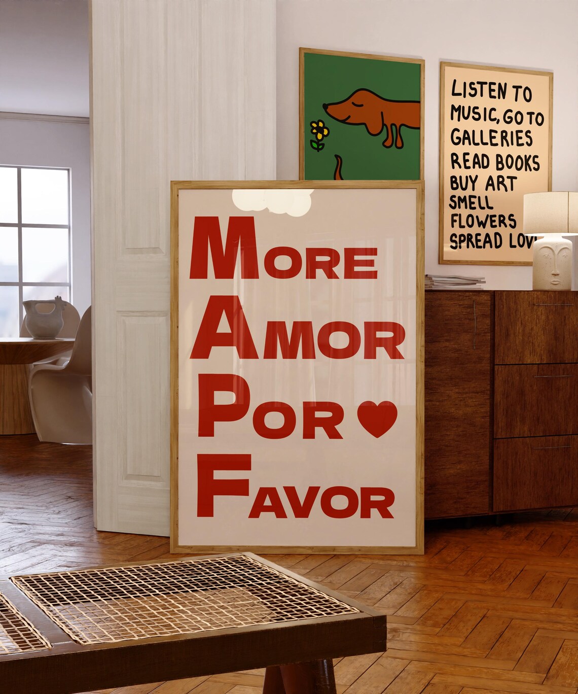 More Amor Por Favor Bold Red Love Quote Typography Art Poster