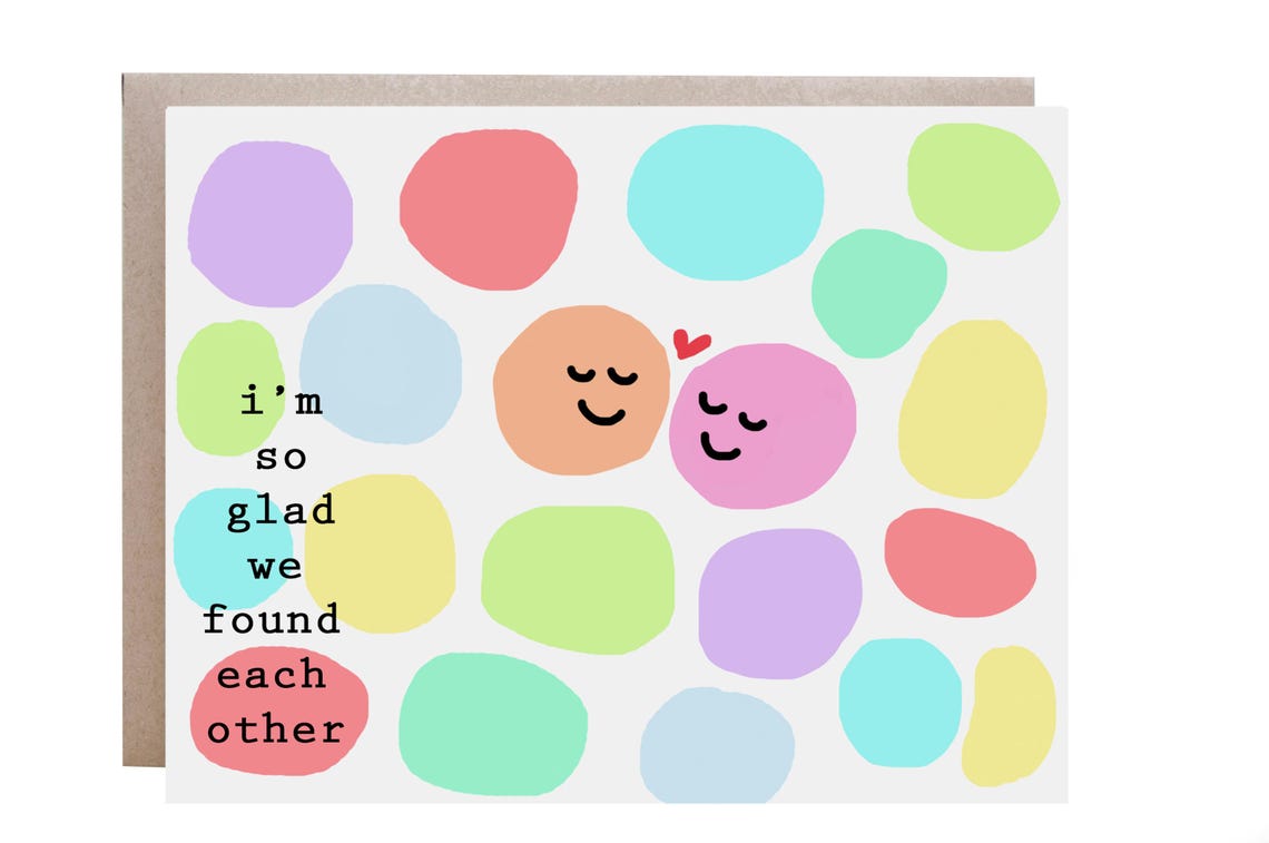 Pastel Blob Couple Glad We Found Each Other Love Card Poster