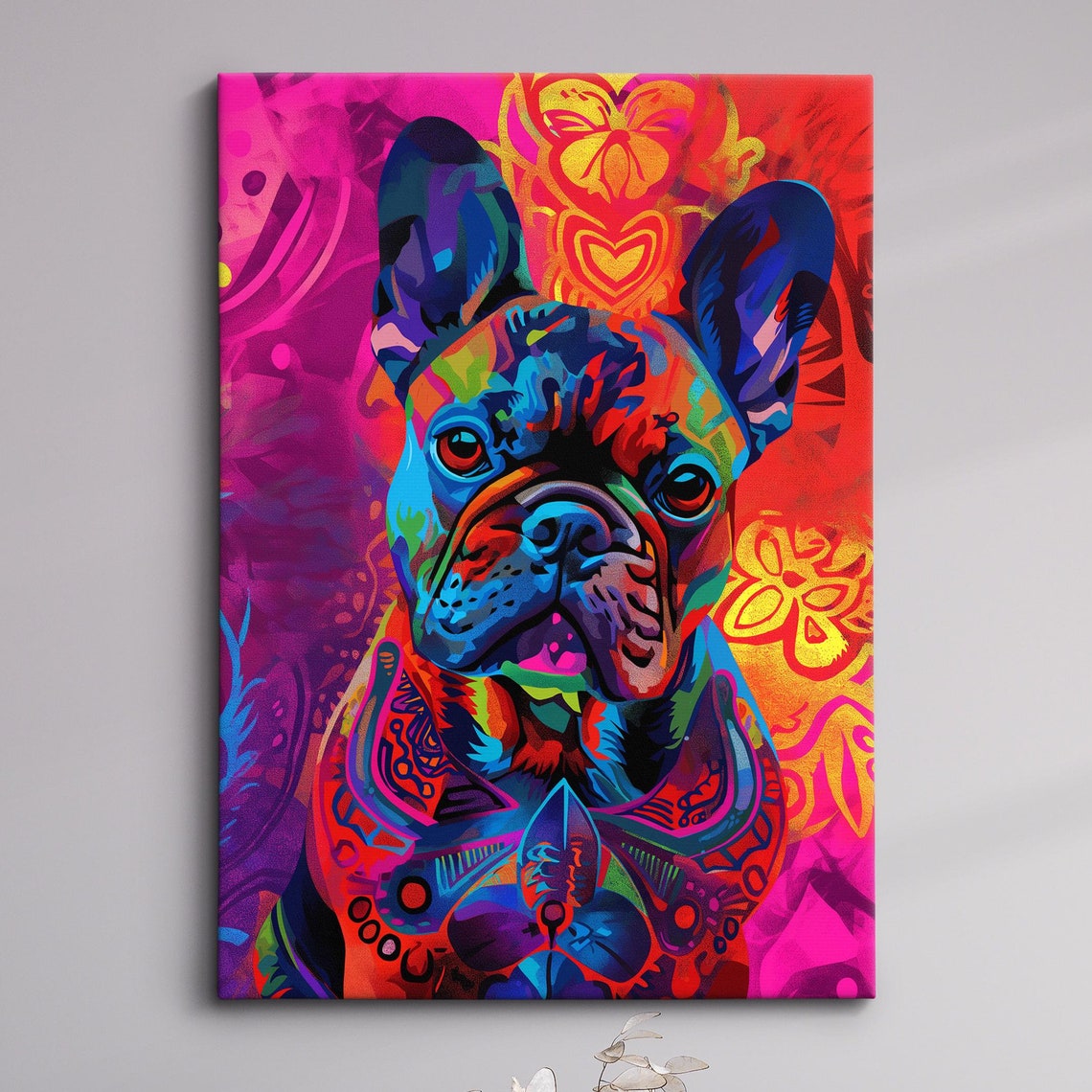 French Bulldog Pop Art Pink Colorful Portrait Dog Lover Wall Poster