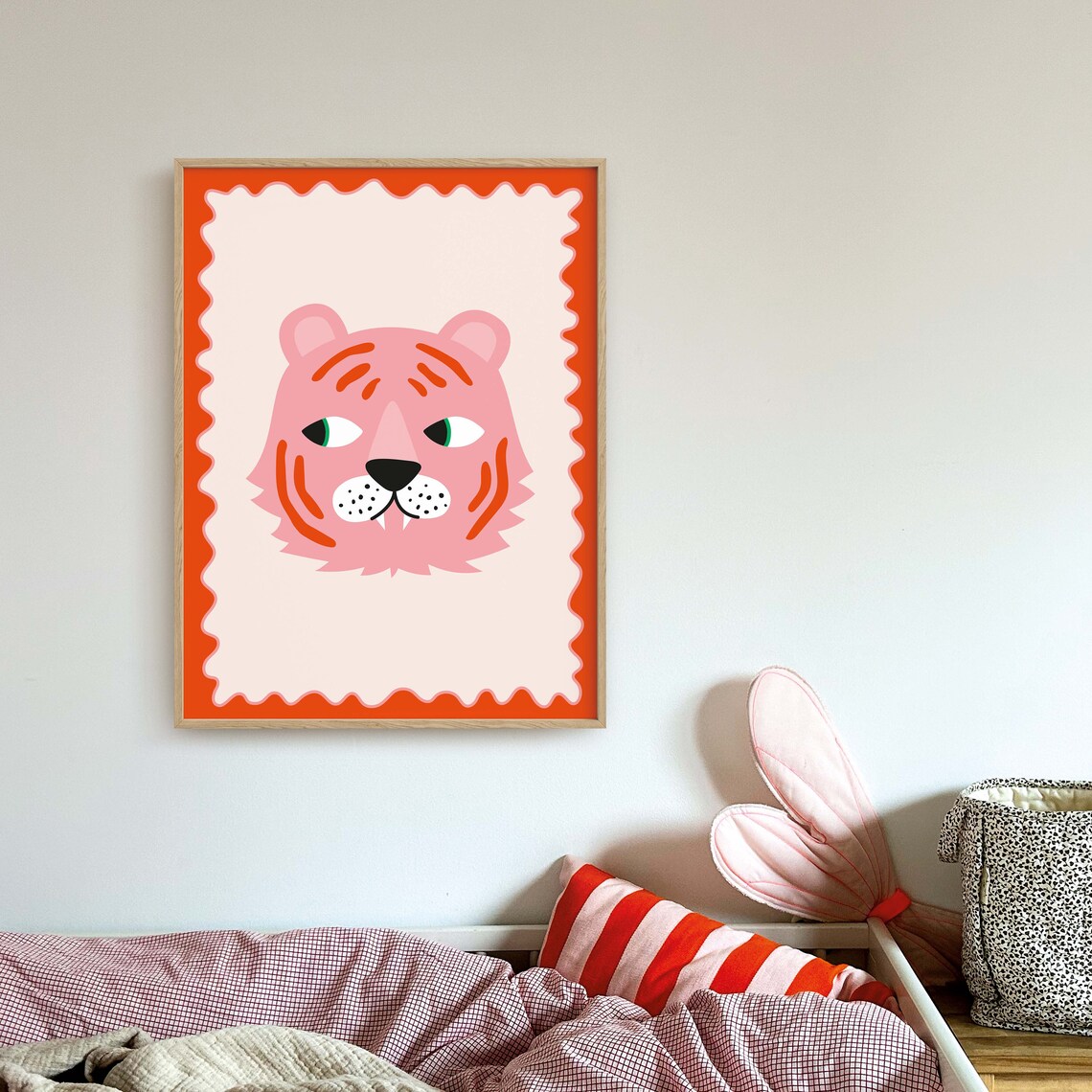 Pink Tiger Illustration Poster, Nursery Animal Decor - Image 2