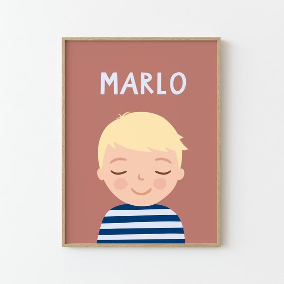 Personalized Boy Portrait, Children's Room Poster