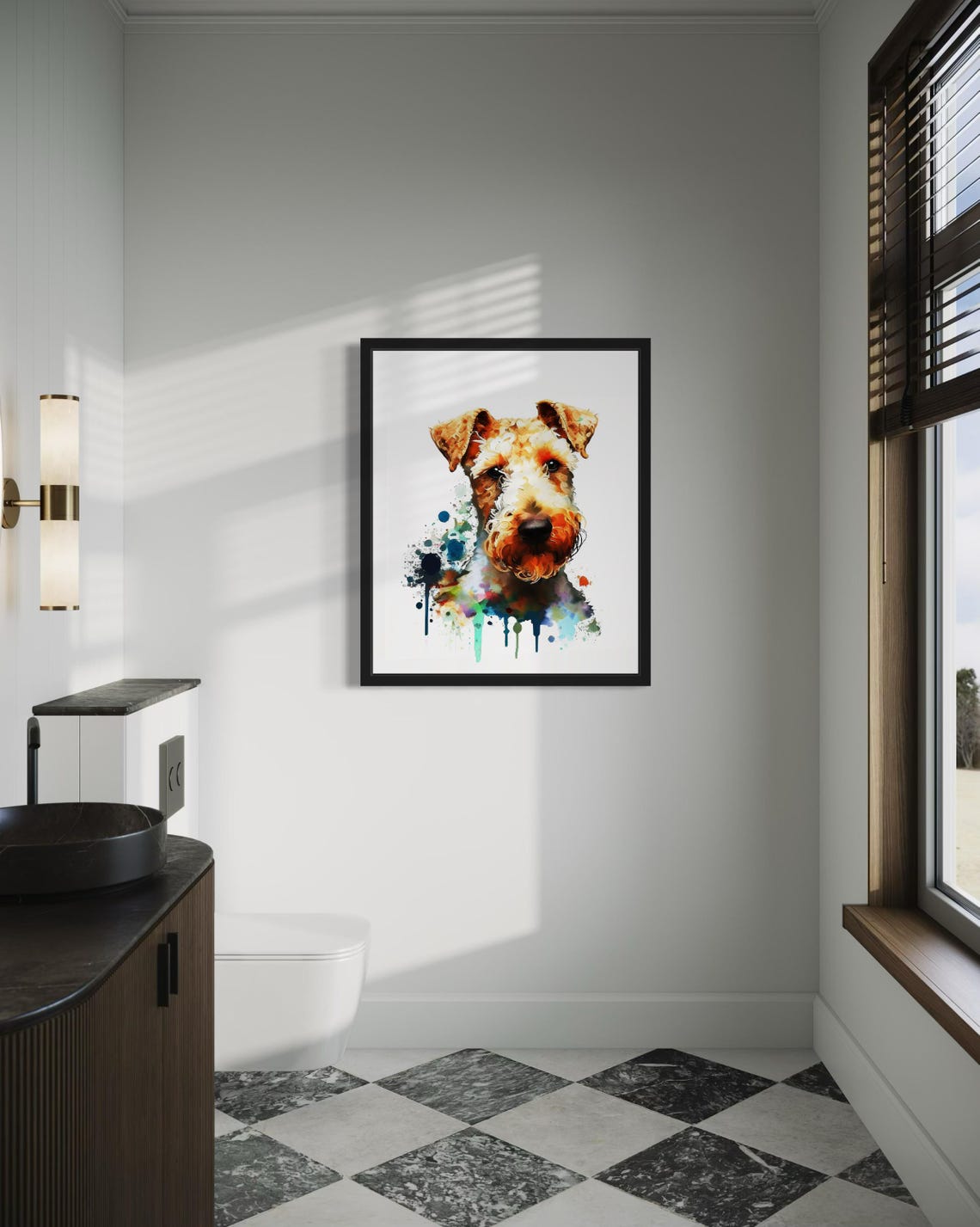 Lakeland Terrier Watercolor Portrait with Color Splash Poster - Image 4