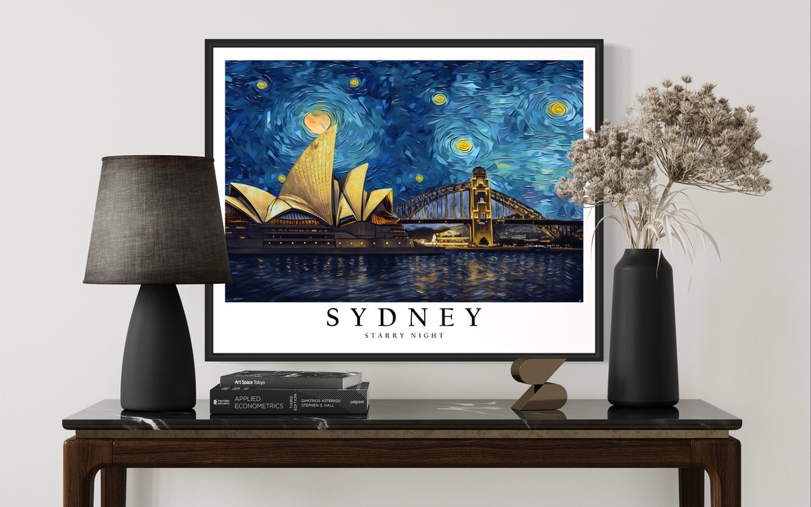 Sydney Starry Night Opera House Harbour Bridge Night Glow Poster - Image 3