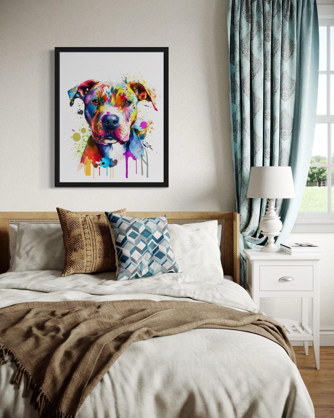 Staffordshire Terrier Rainbow Watercolor Splash Dog Art Poster - Image 4