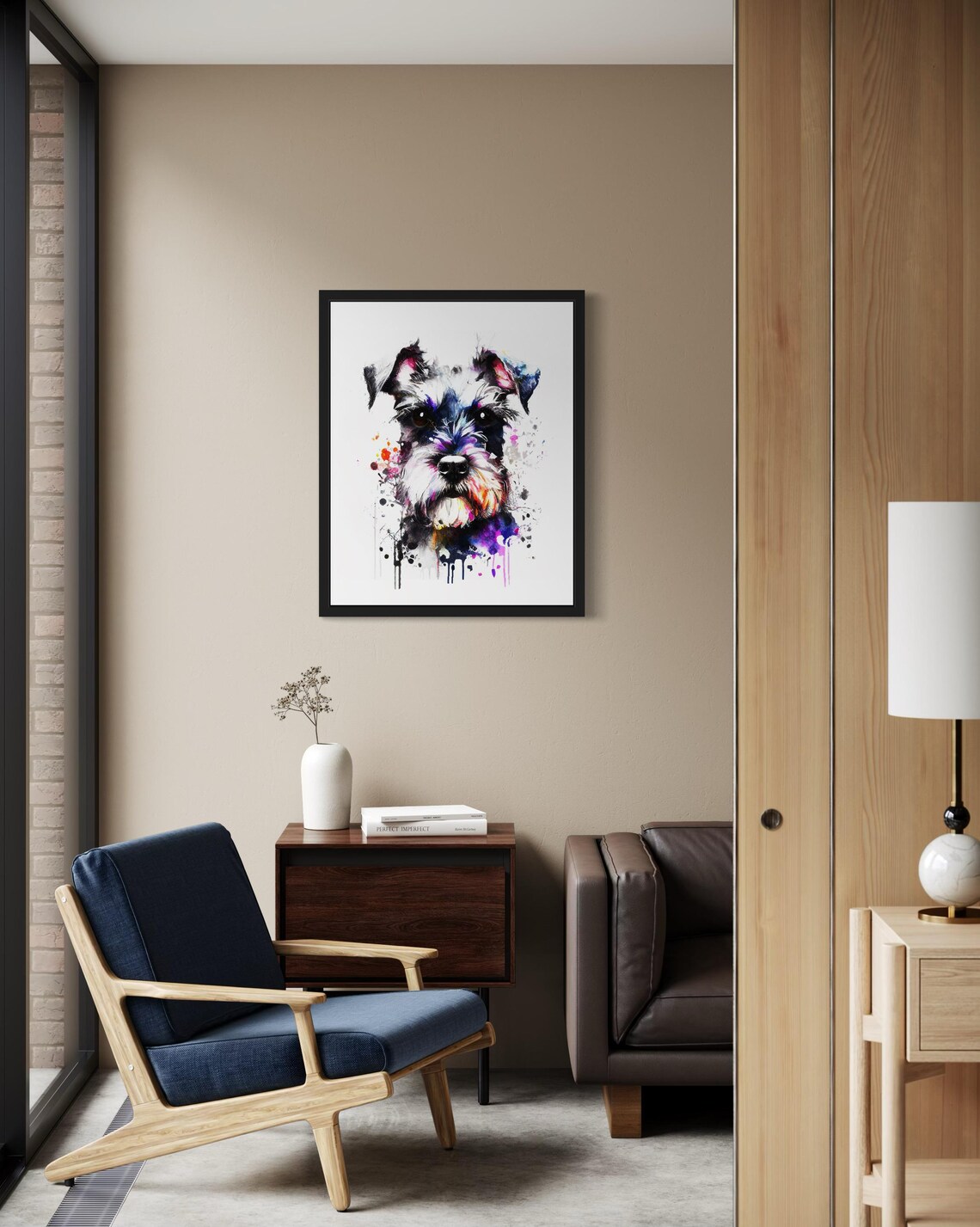 Schnauzer Bearded Dog Rainbow Watercolor Portrait Breed Art Poster - Image 2