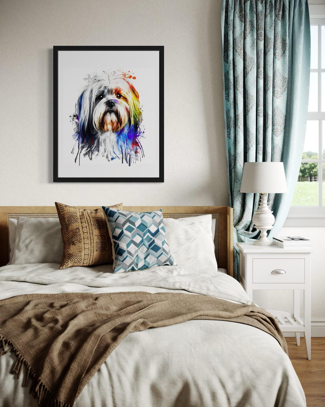 Lhasa Apso Rainbow Watercolor Portrait Long-Haired Dog Poster - Image 4