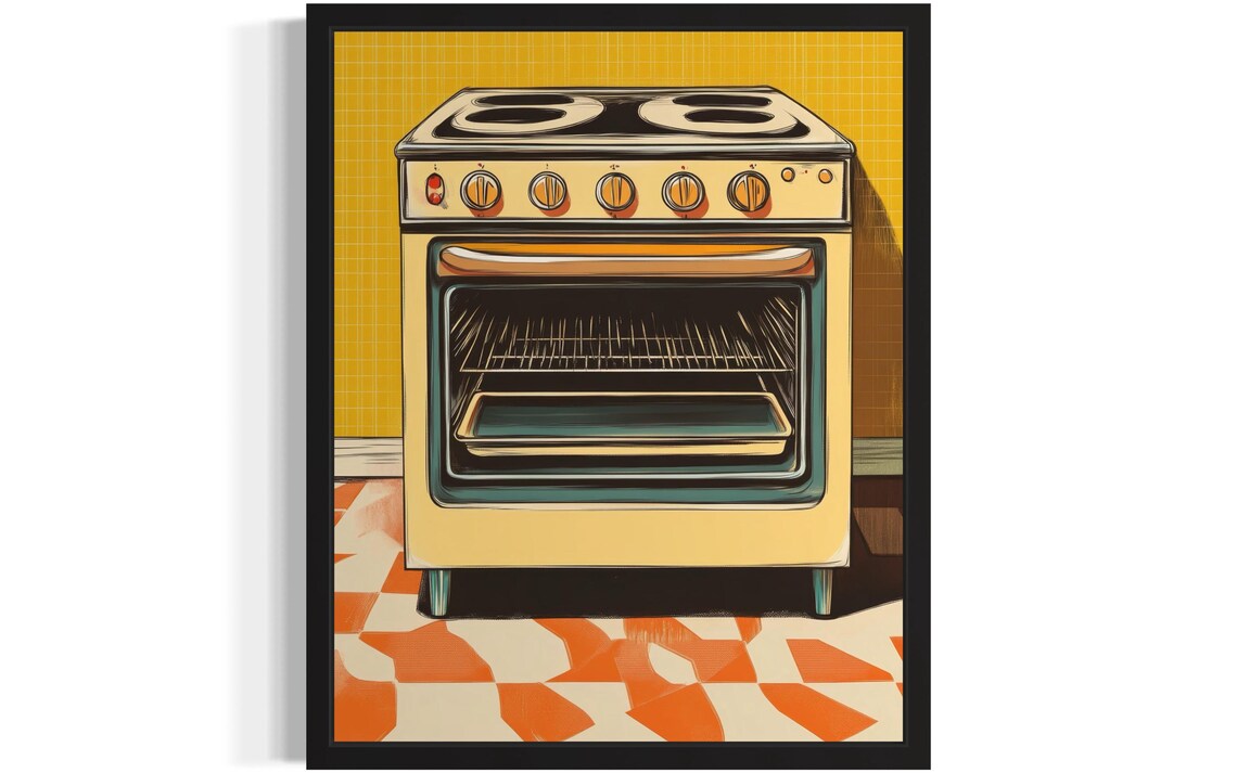 Oven Pop Art Poster, Original Artwork Decor