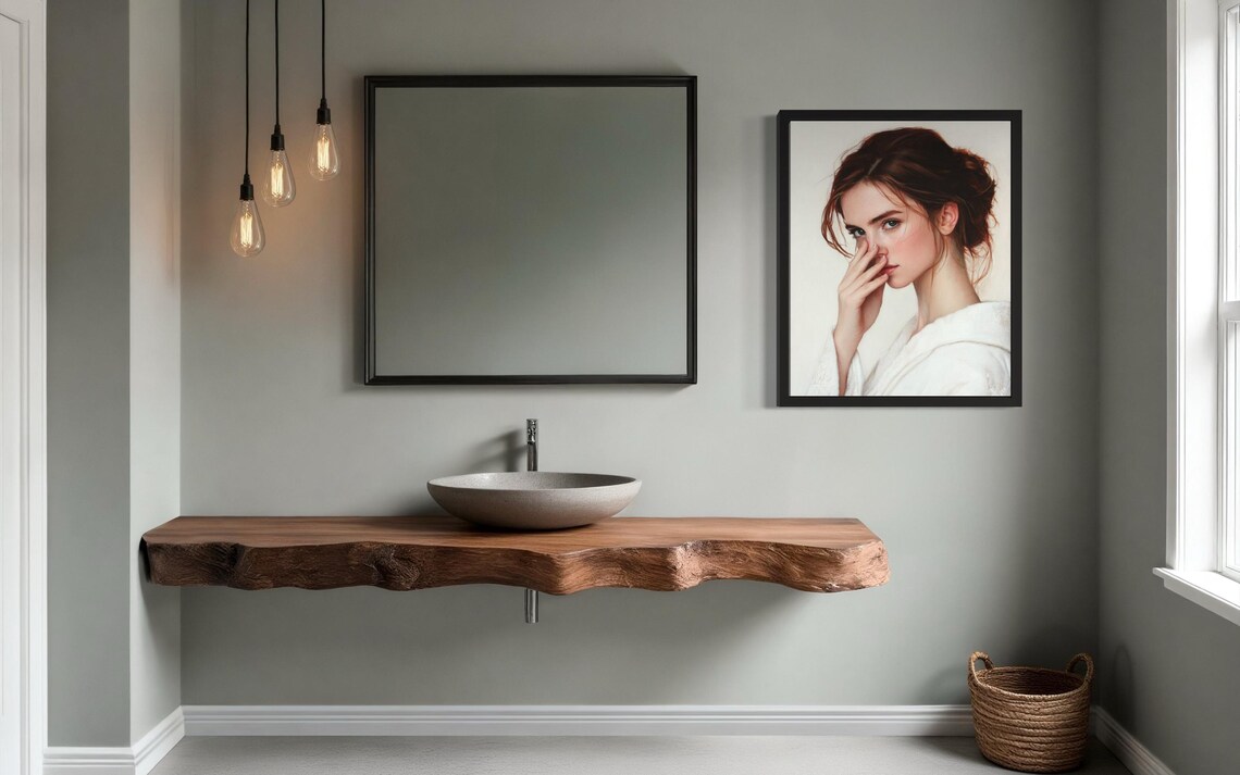 Female Hold Nose Art Print, Bathroom Decor - Image 3
