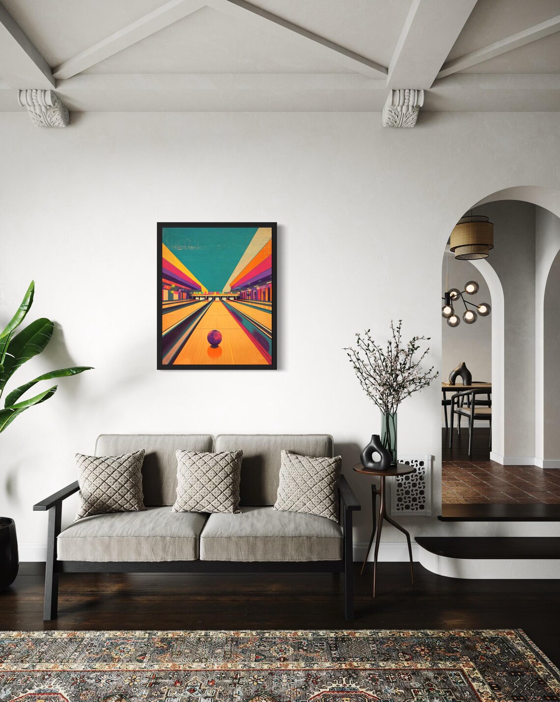 Bowling Lane Pop Art Poster, Original Paint Artwork - Image 3