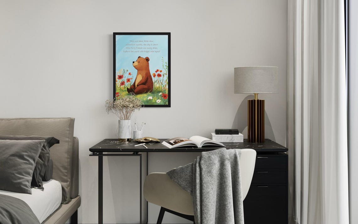 Cute Bear Nursery Poem With Flowers Kids Room Poster Home Decor Gift - Image 3