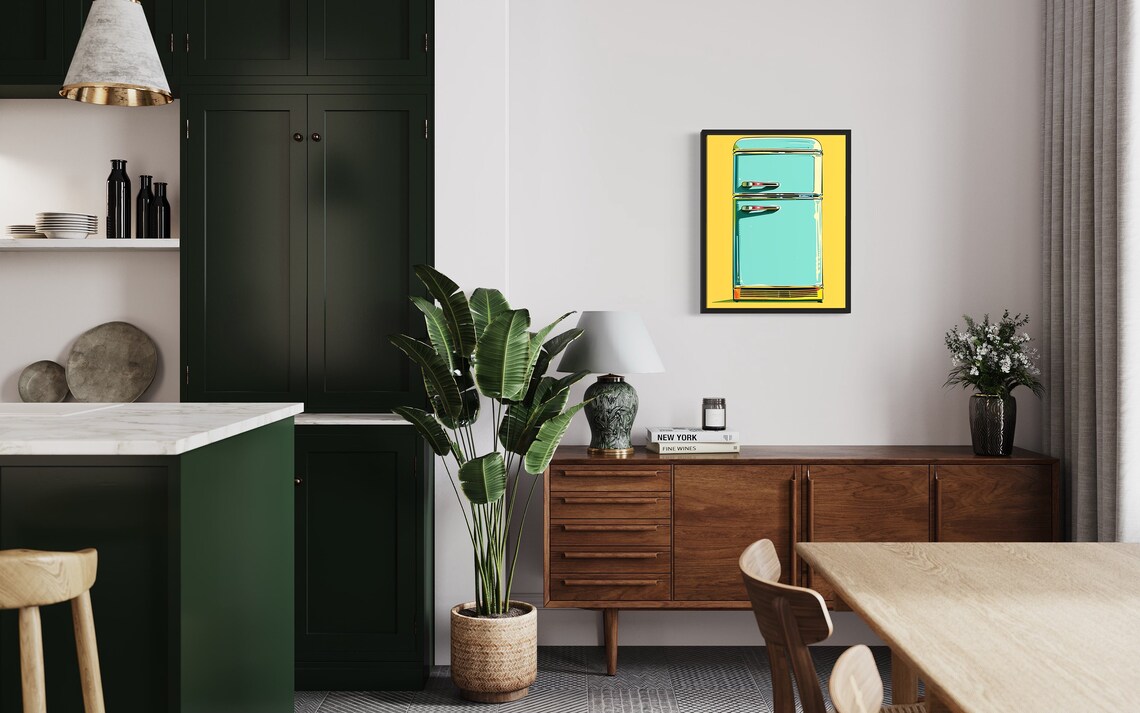 Retro Refrigerator Pop Art, Vintage Collection Decor - Image 2