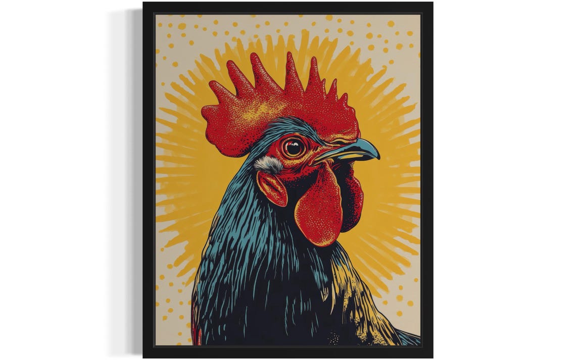 Rooster Farm Pop Art Print