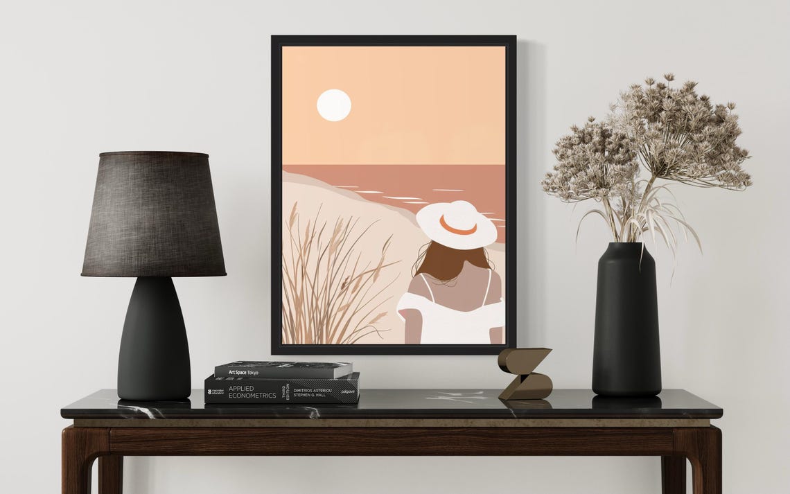 Female At Beach Boho Art Print - Image 3