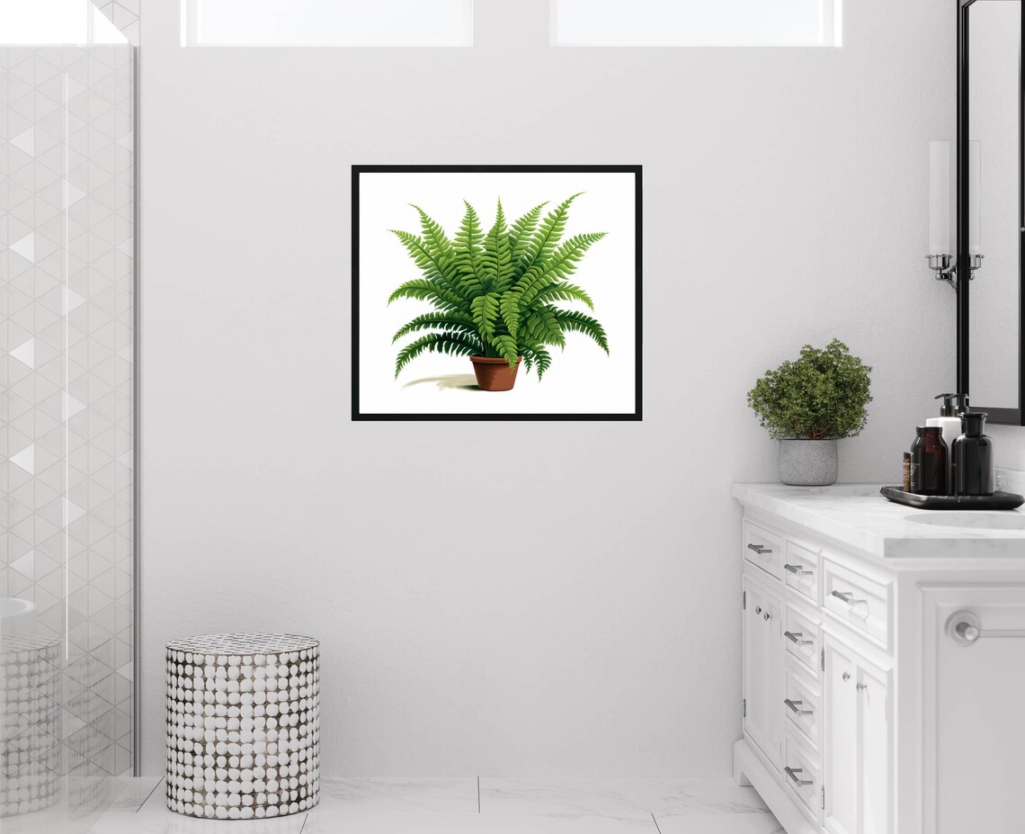 Boston Fern in a Terracotta Pot Botanical Illustration Poster - Image 2