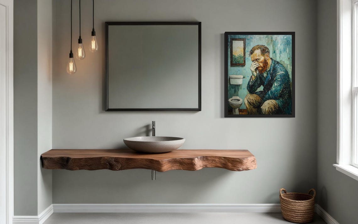 Van Gogh Hold Nose Art Print Bathroom Wall Art Poster Original Paint Artwork Artwork Decor - Image 4