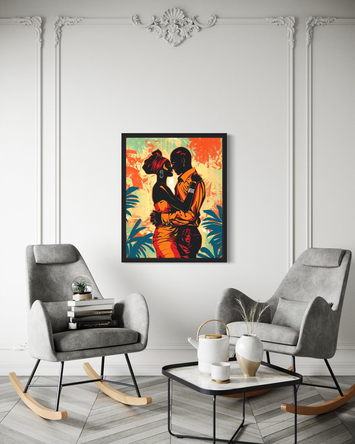 Africa Couple Art Print Wall Art Poster Original Paint Artwork Artwork Decor - Image 3