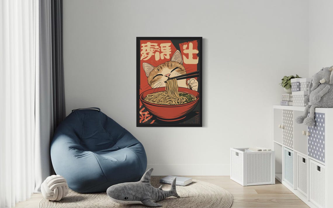 Funny Ramen Cat Poster Print - Image 3