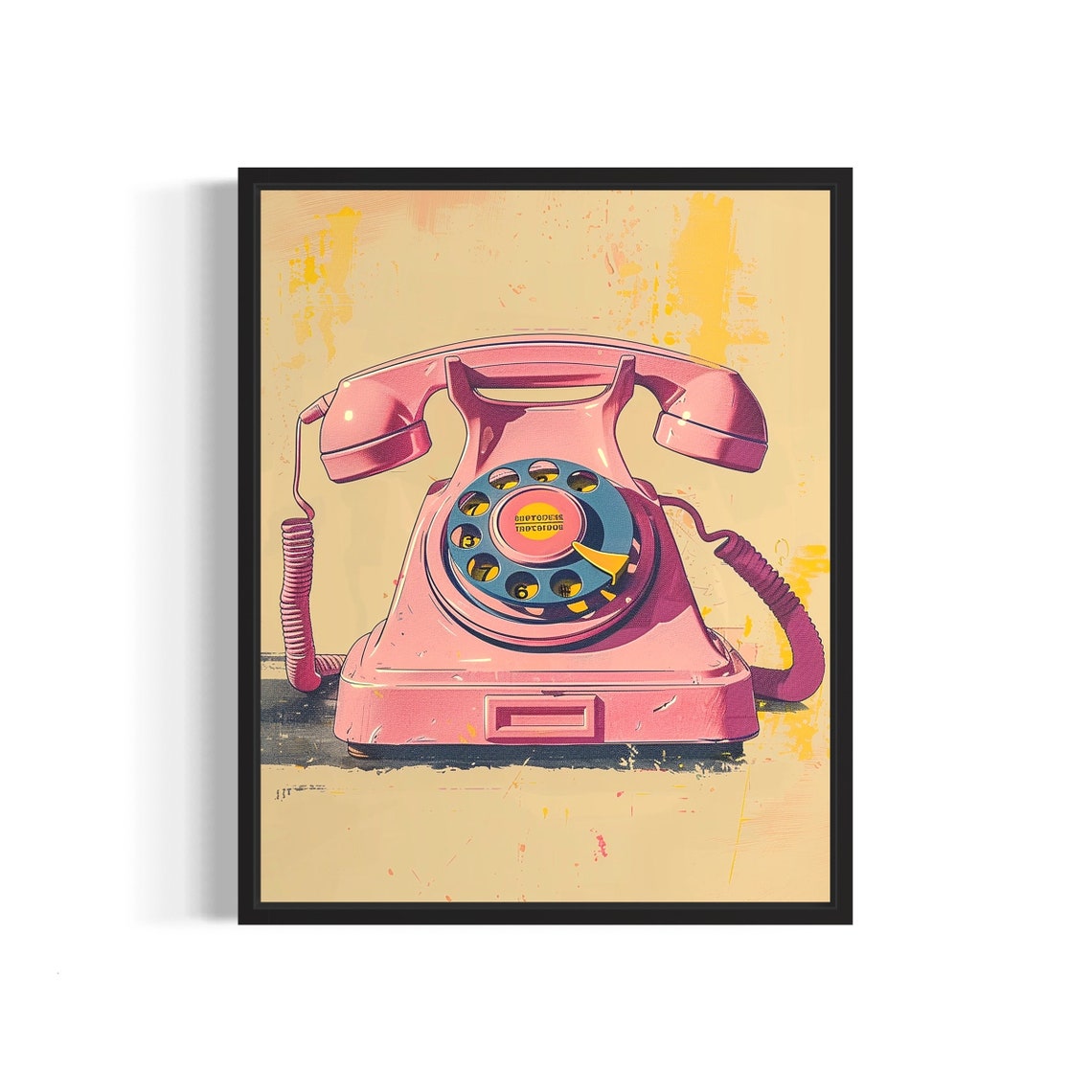Pink Vintage Rotary Telephone Bold Pop Art Style Wall Poster