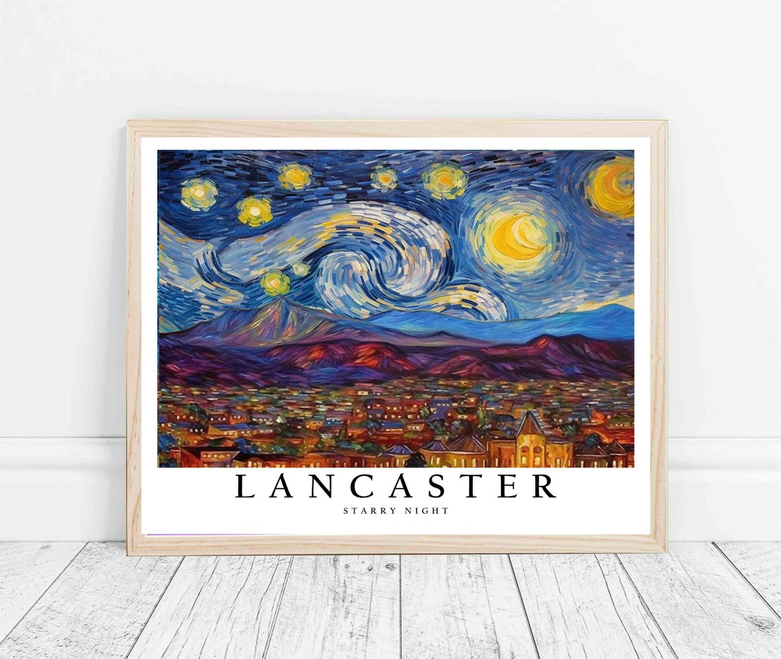Lancaster Starry Night City Lights Mountain Horizon View Poster - Image 3