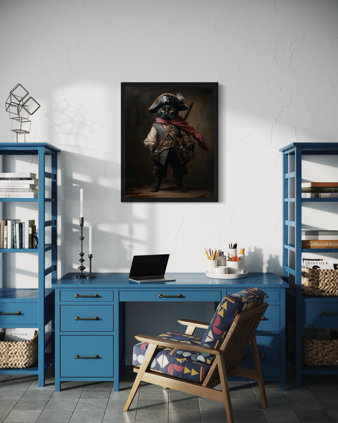 Black Cat Pirate Captain With Tricorn Hat And Sword Portrait Poster - Image 4