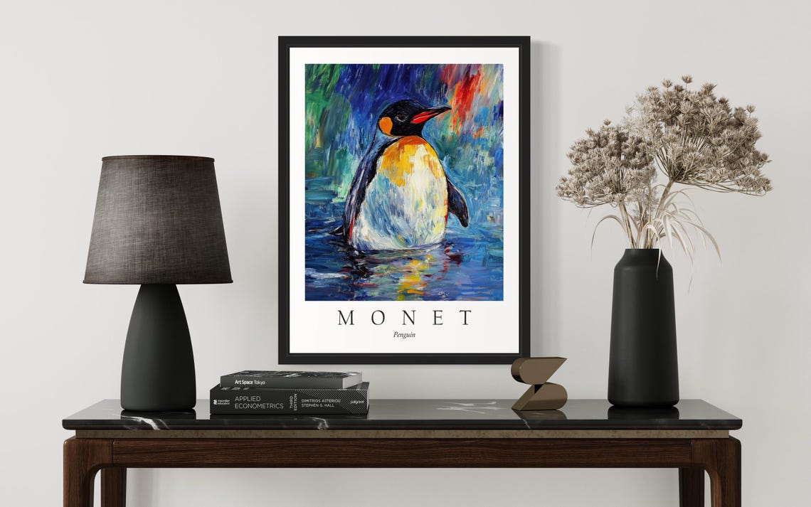Penguin Bird, Monet-Inspired Art Print - Image 3