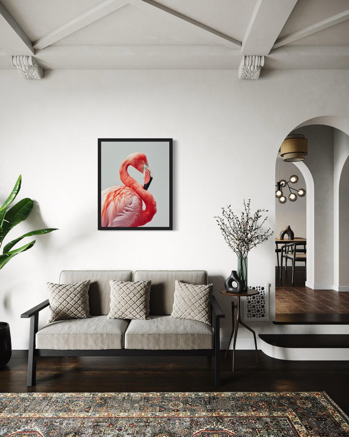 Elegant Pink Flamingo Neck Curve Minimalist Wildlife Photo Poster - Image 4