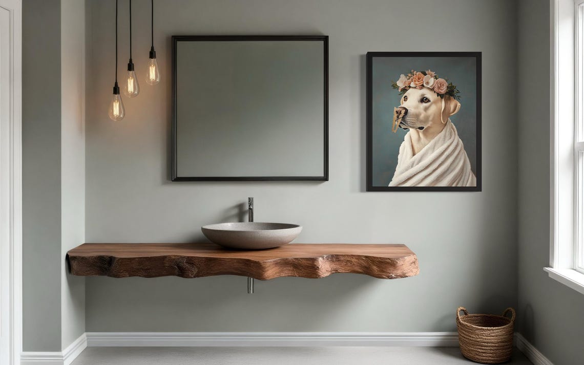 Labrador Retriever Flower Crown Clothespin Funny Bathroom Poster - Image 2