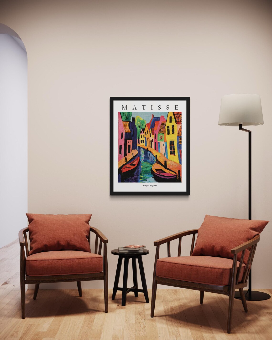 Bruges Belgium Canal Colorful Houses Fauvist Travel Art Poster - Image 2