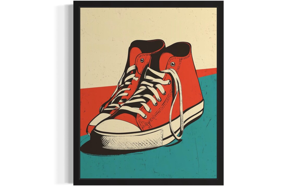 Sneakers Pop Art Print, Original Paint Artwork