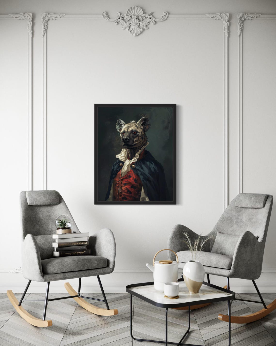 Spotted Hyena With Red Eyes Vampire Aristocrat Gothic Portrait Poster - Image 4