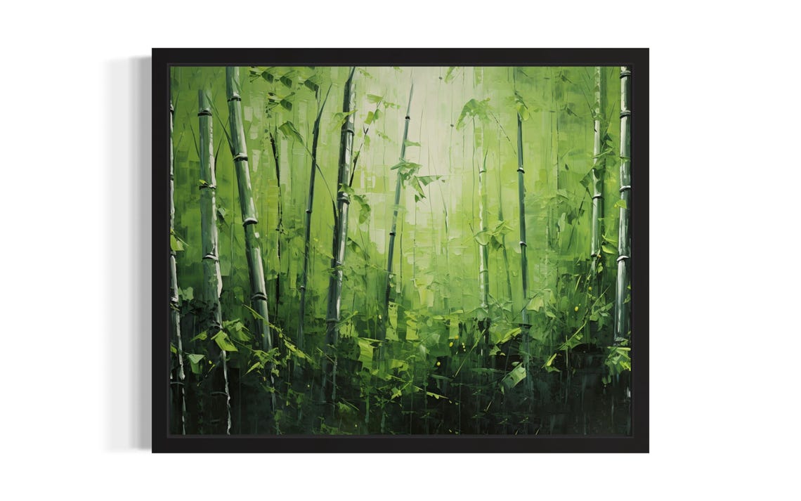 Green Bamboo Theme Abstract Art Print