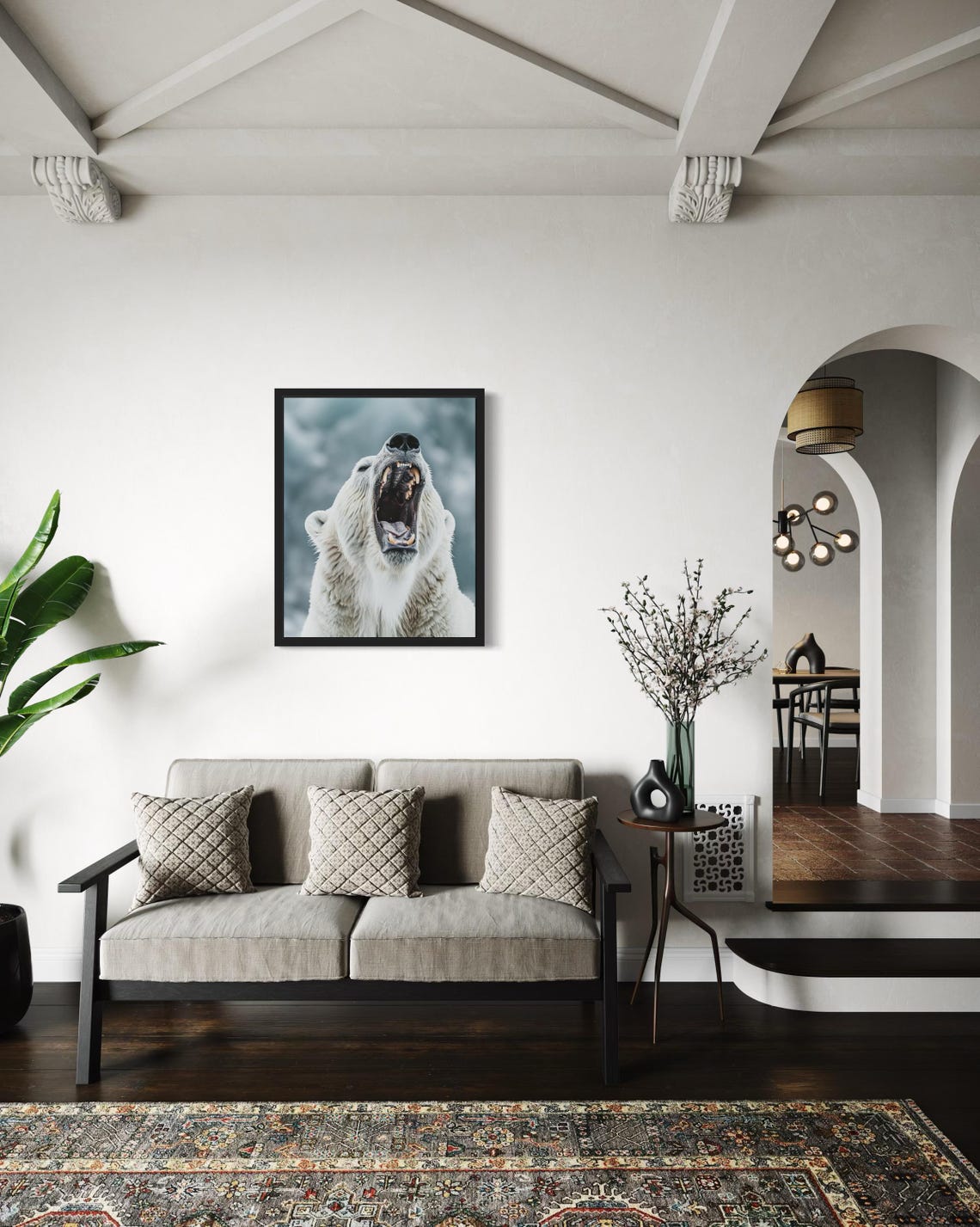 Polar Bear Yawning Wide with Open Mouth Wildlife Photo Poster - Image 4