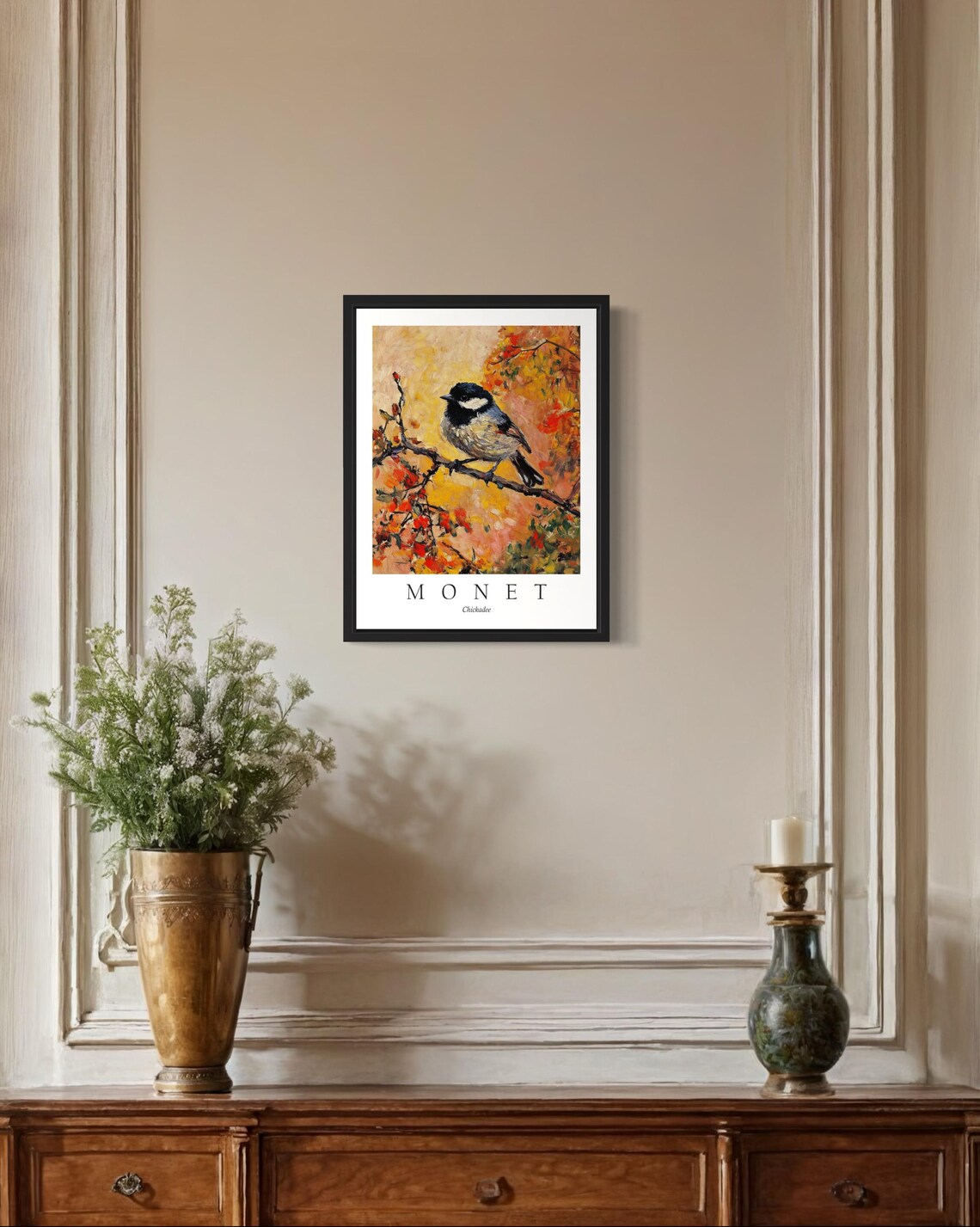 Chickadee Bird, Monet-Inspired Art Print - Image 2