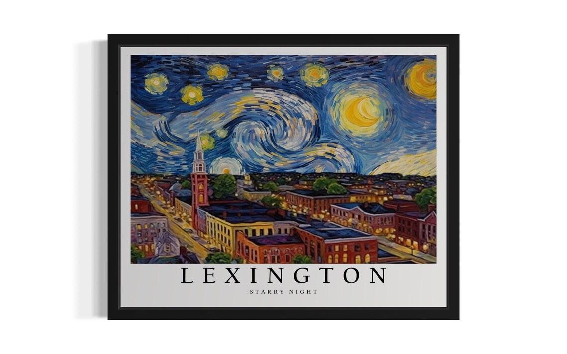 Lexington Kentucky Starry Night, Van Gogh-Inspired Art Print