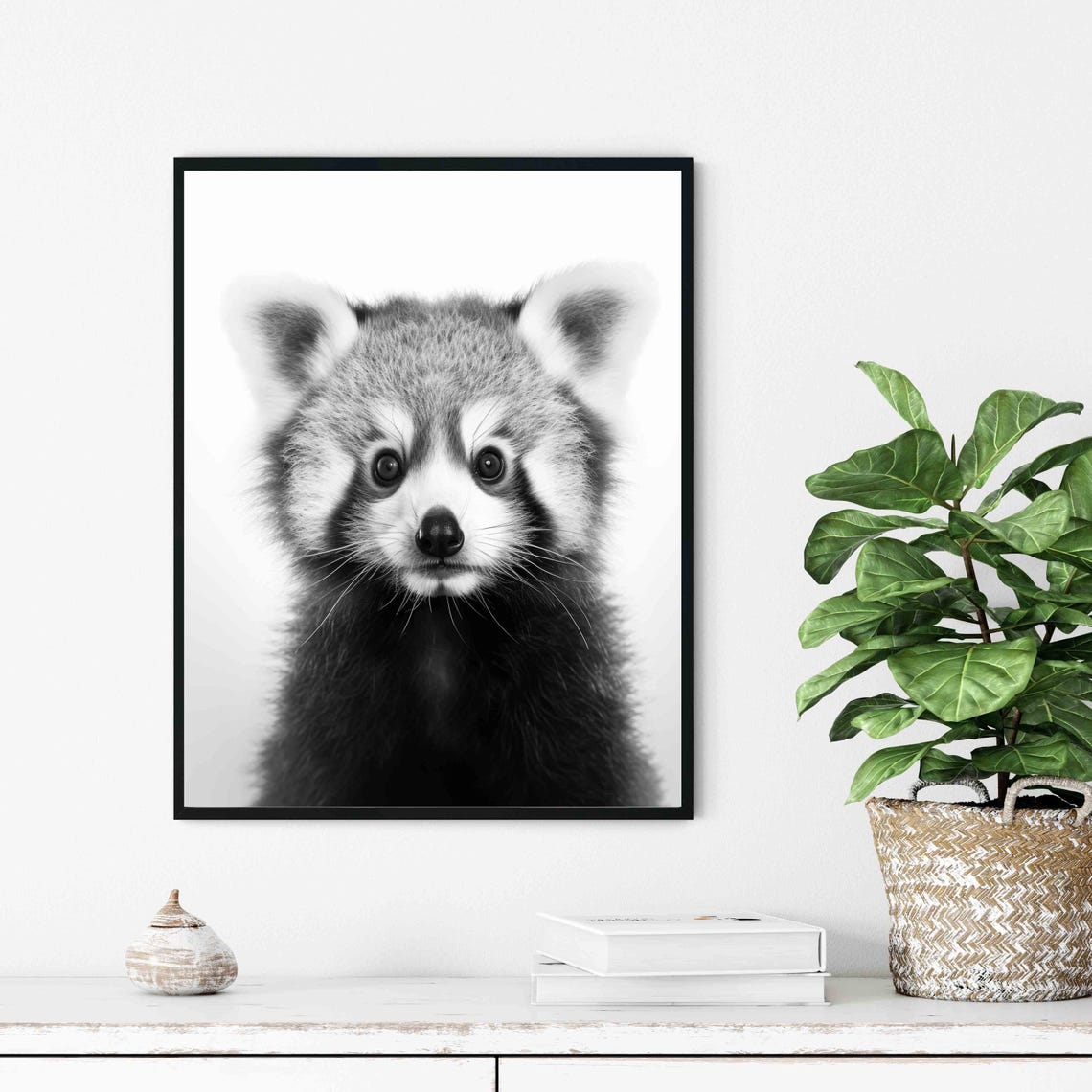 Red Panda Baby Black and White Cute Cub Face Portrait Poster - Image 3