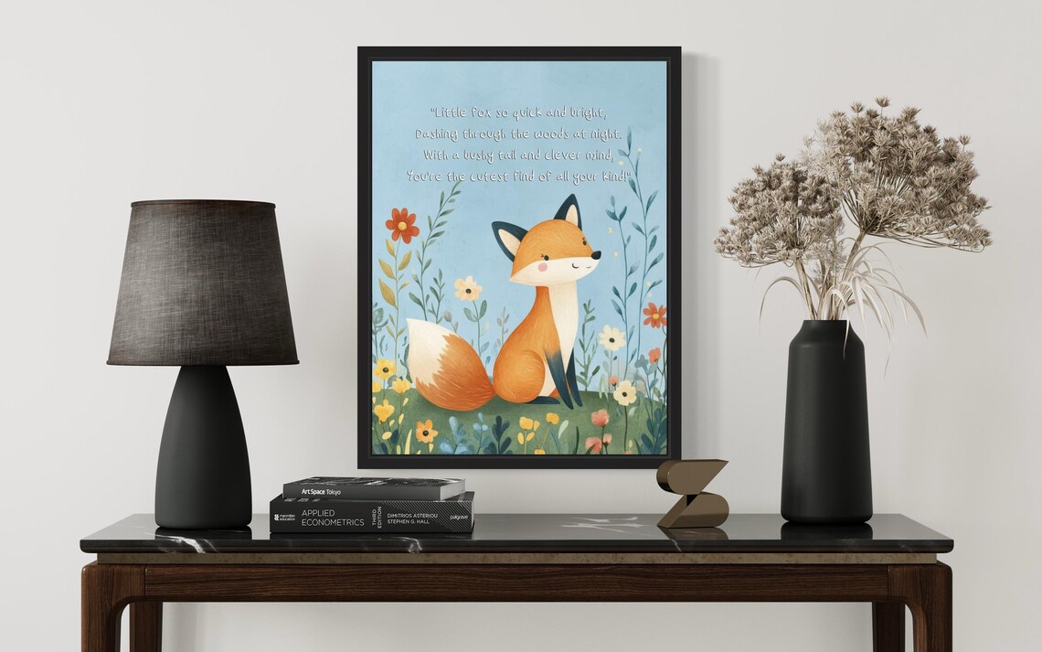 Clever Little Fox with Its Woodland Poem Nursery Wall Poster - Image 2